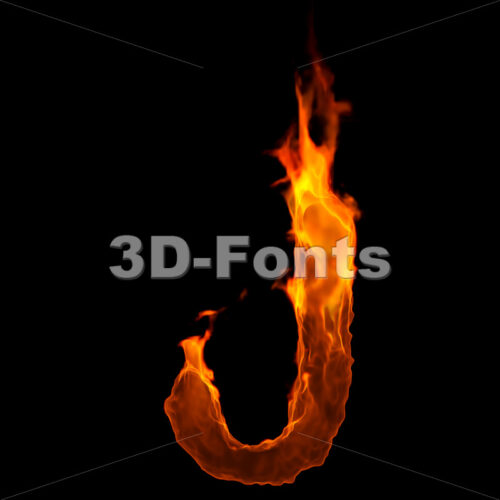 burning font J - Uppercase 3d character