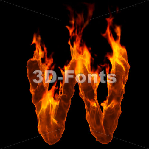 burning font W - Capital 3d letter
