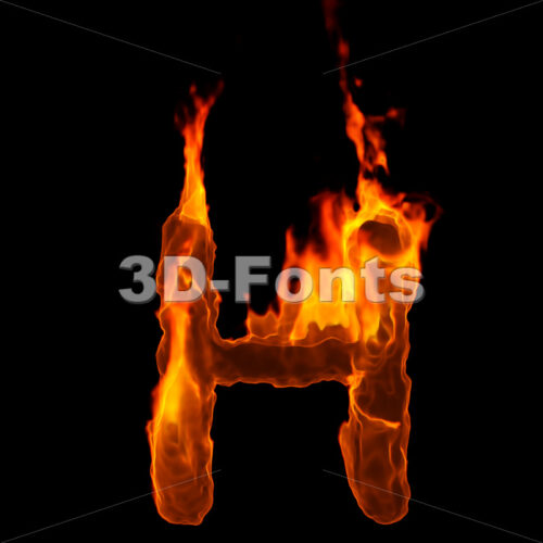 fire 3d letter H - Upper-case 3d character