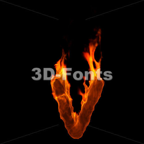 Lowercase fire font V - Small 3d letter