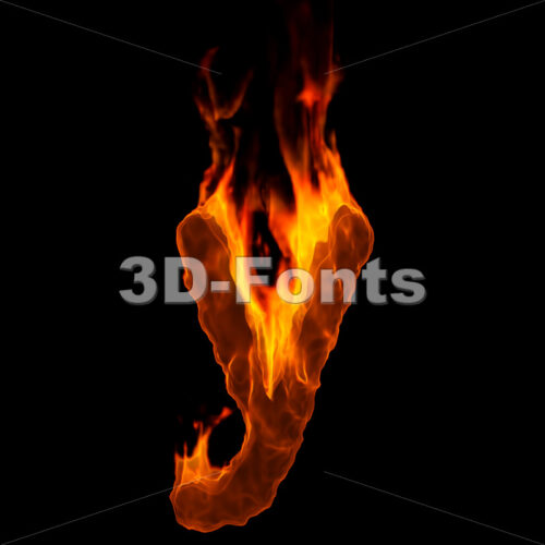 Lowercase flamig character Y - Small 3d letter