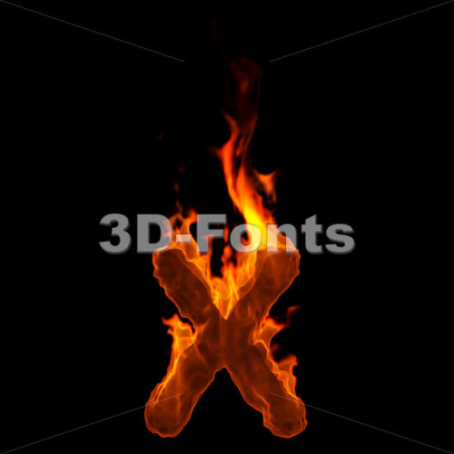 fire 3d font X - Small 3d letter