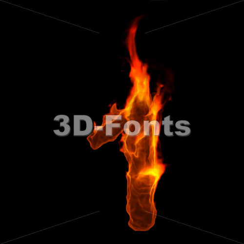 fire digit 1 - 3d number