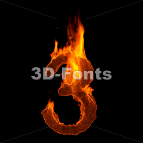 Fire digit 3 - 3d number