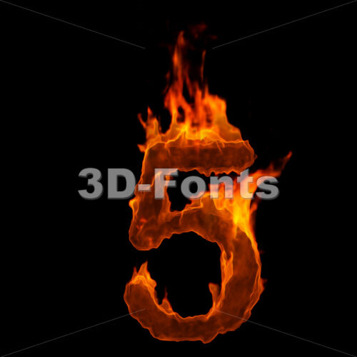 fire digit 5 - 3d number - 3D Fonts Collections