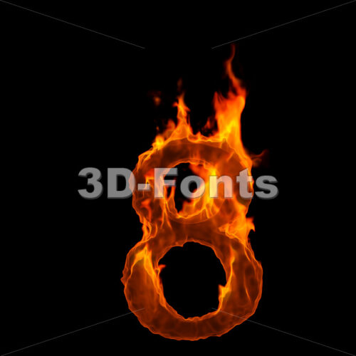 fire number 8 - 3d digit - 3D Fonts Collections