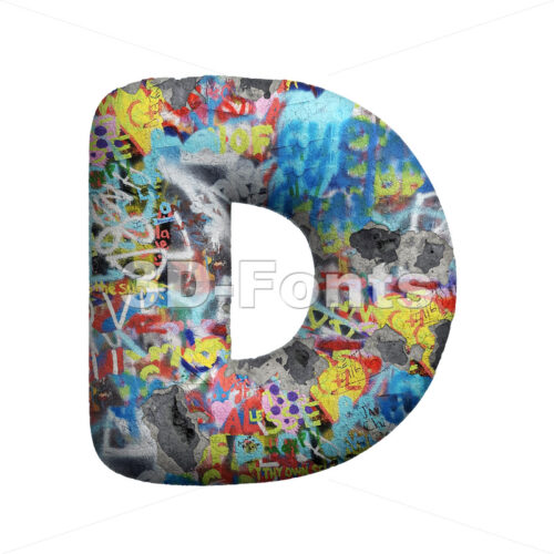 street art font D - Capital 3d character - 3D Fonts Collections | Top Quality Letters, Numbers and Symbols !