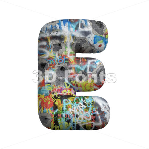 street art character E - Capital 3d letter - 3D Fonts Collections | Top Quality Letters, Numbers and Symbols !