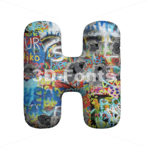 Graffiti 3d letter H - Upper-case 3d character - 3D Fonts Collections | Top Quality Letters, Numbers and Symbols !