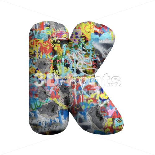 Uppercase Graffiti letter K - Capital 3d font - 3D Fonts Collections | Top Quality Letters, Numbers and Symbols !