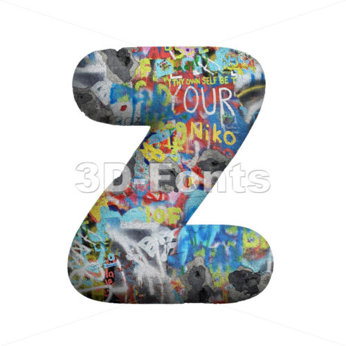 street art alphabet letter Z - Upper-case 3d font