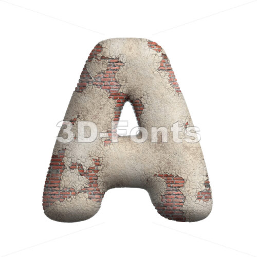 plastered brick letter A - Capital 3d character
