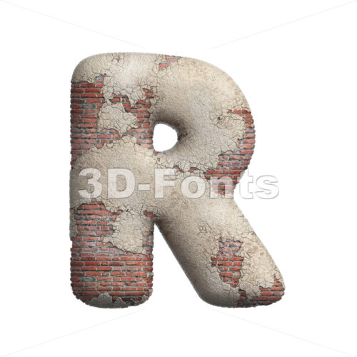 damaged wall letter R - Uppercase 3d font