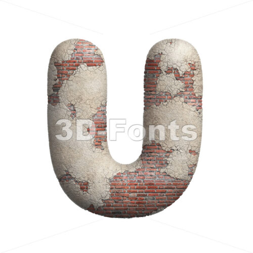 plastered brick letter U - Capital 3d font