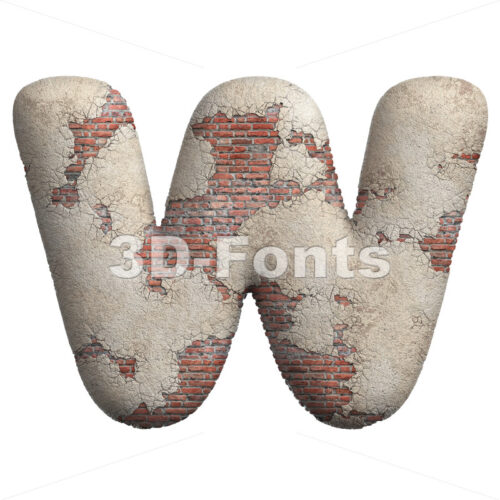 old street wall font W - Capital 3d letter