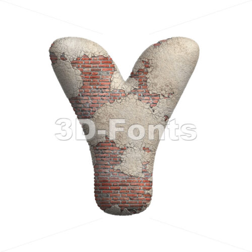 Upper-case plastered brick font Y - Capital 3d character