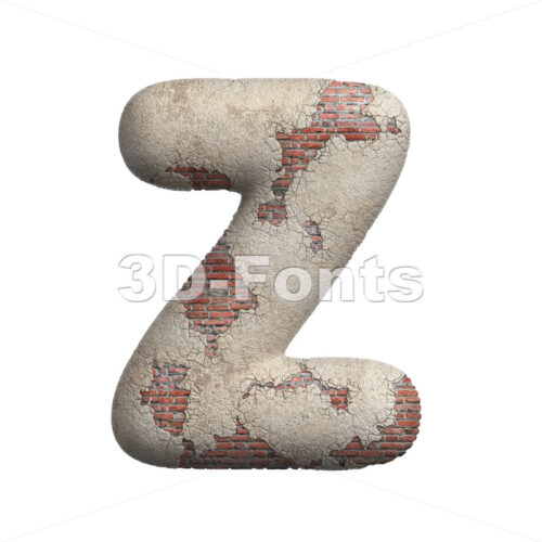 damaged wall alphabet letter Z - Upper-case 3d font