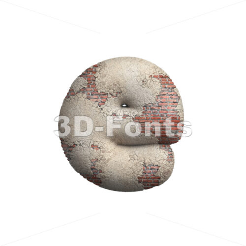 damaged wall 3d character E - Lower-case 3d letter