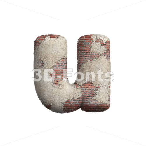 damaged wall alphabet character U - Small 3d letter