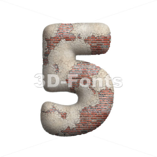 plastered brick digit 5 - 3d number