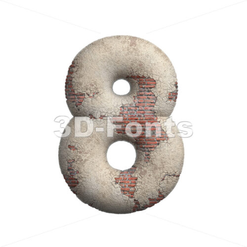 plastered brick number 8 - 3d digit