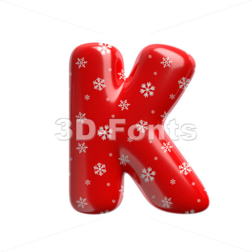Uppercase Snowflake Letter K - Capital 3d font