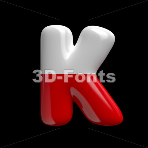 Uppercase Poland flag letter K - Capital 3d font