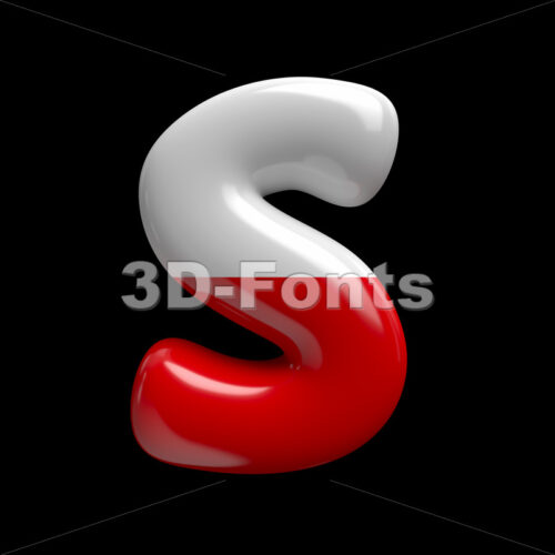 Poland flag font S - Uppercase 3d letter