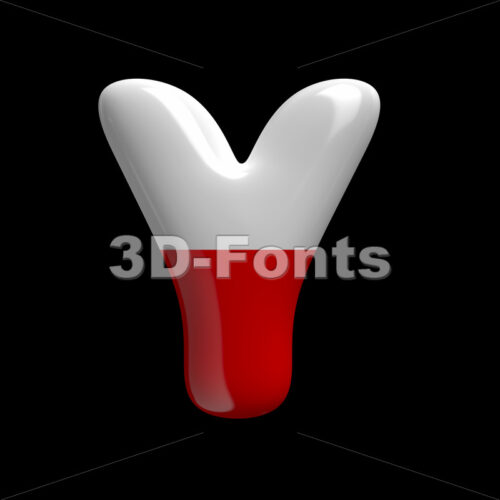 Upper-case Poland flag font Y - Capital 3d character