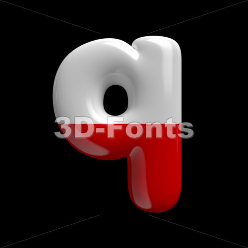 polish alphabet font Q - Lower-case 3d letter
