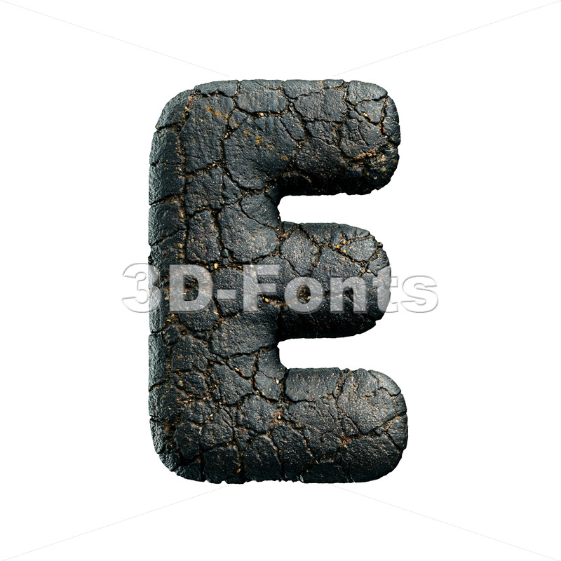 damaged asphalt character E - Capital 3d letter