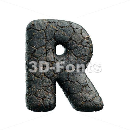 damaged asphalt letter R - Uppercase 3d font