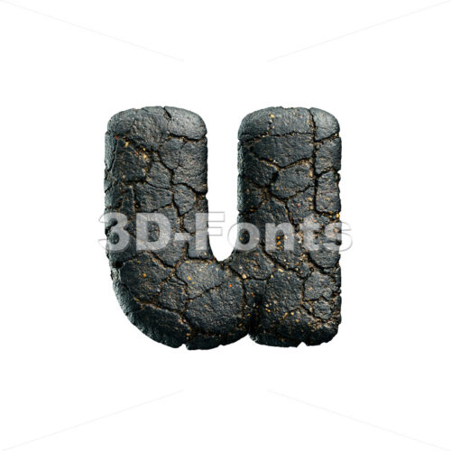 damaged asphalt alphabet character U - Small 3d letter - 3D Fonts Collections | Top Quality Letters, Numbers and Symbols !
