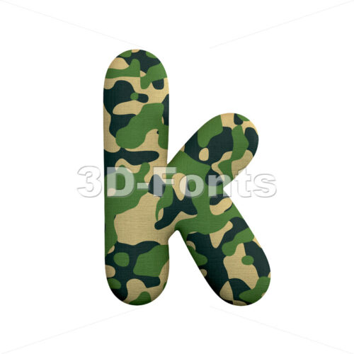 Lower-case Camouflage character K - Small 3d letter - 3D Fonts Collections | Top Quality Letters, Numbers and Symbols !