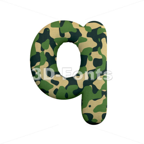 Camo alphabet font Q - Lower-case 3d letter - 3D Fonts Collections | Top Quality Letters, Numbers and Symbols !