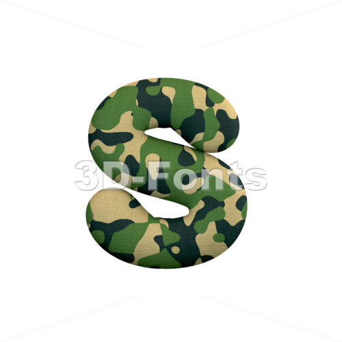 Camouflage letter S - Lowercase 3d font - 3D Fonts Collections | Top Quality Letters, Numbers and Symbols !