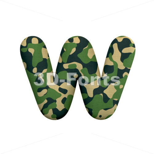 Camo alphabet letter W - Lower-case 3d character - 3D Fonts Collections | Top Quality Letters, Numbers and Symbols !