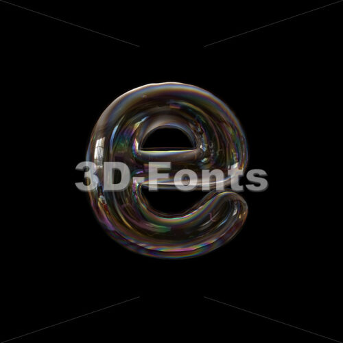 Soap bubble 3d character E - Lower-case 3d letter - 3D Fonts Collections | Top Quality Letters, Numbers and Symbols !