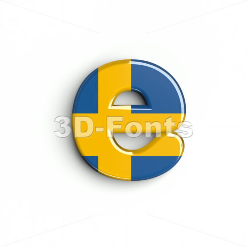 swedish flag 3d character E - Lower-case 3d letter - 3D Fonts Collections | Top Quality Letters, Numbers and Symbols !