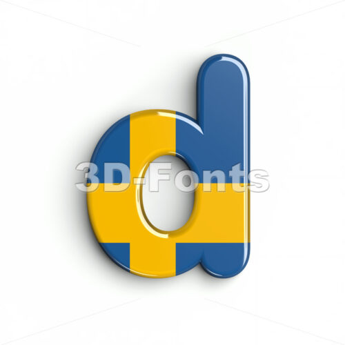 flag of sweden alphabet letter D - Lowercase 3d font - 3D Fonts Collections | Top Quality Letters, Numbers and Symbols !