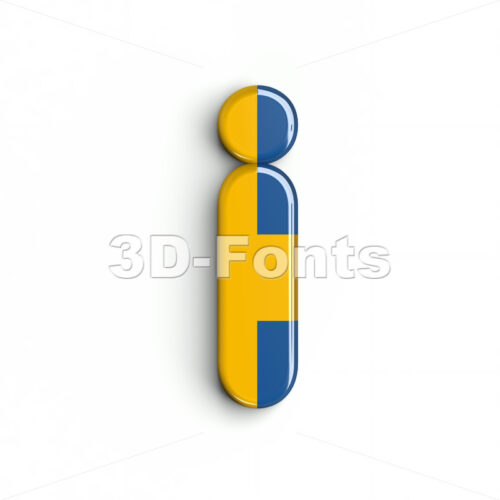 swedish flag alphabet letter I - Small 3d character - 3D Fonts Collections | Top Quality Letters, Numbers and Symbols !