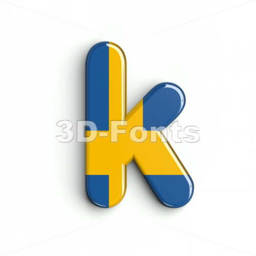 Lower-case sweden national flag character K - Small 3d letter - 3D Fonts Collections | Top Quality Letters, Numbers and Symbols !