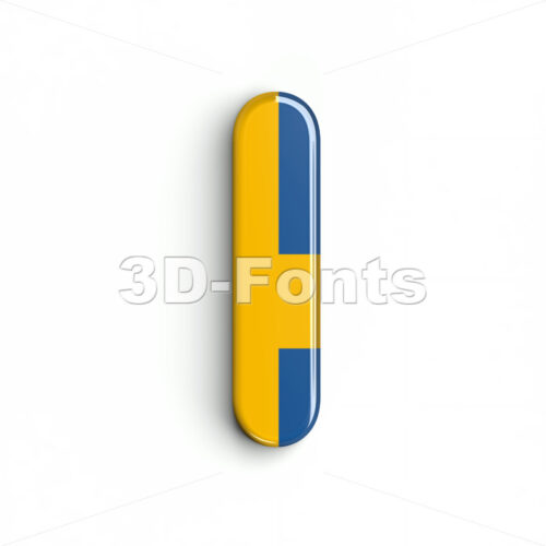 3d Small letter L covered in flag of sweden texture - 3D Fonts Collections | Top Quality Letters, Numbers and Symbols !