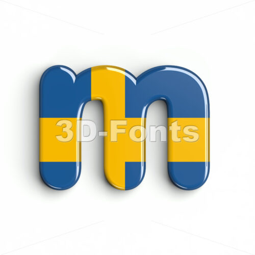 swedish flag 3d font M - Lowercase 3d letter - 3D Fonts Collections | Top Quality Letters, Numbers and Symbols !