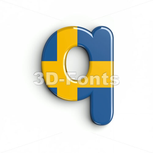 flag of sweden alphabet font Q - Lower-case 3d letter - 3D Fonts Collections | Top Quality Letters, Numbers and Symbols !