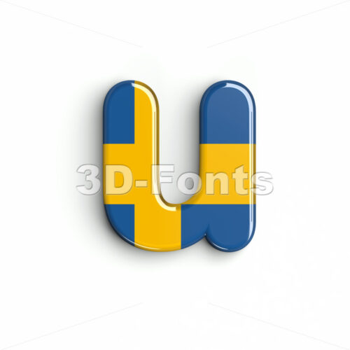 swedish flag alphabet character U - Small 3d letter - 3D Fonts Collections | Top Quality Letters, Numbers and Symbols !