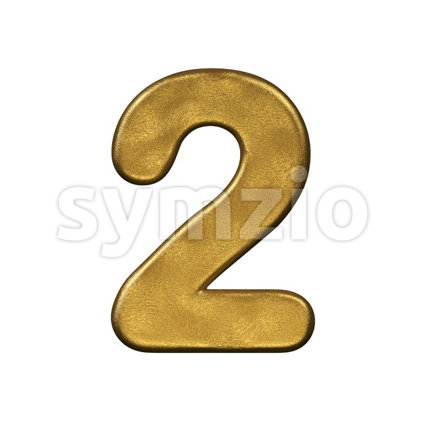 gold digit 2 - 3d number Stock Photo