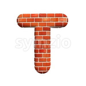 Red brick character T - Uppercase 3d letter Stock Photo