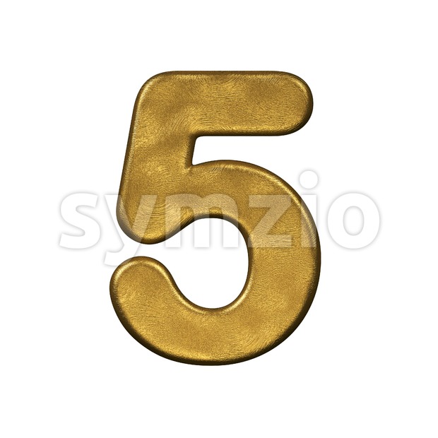 gold number 5 - 3d digit Stock Photo