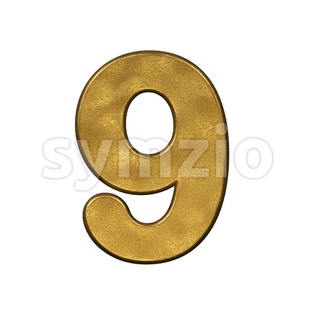 gold number 9 - 3d digit Stock Photo